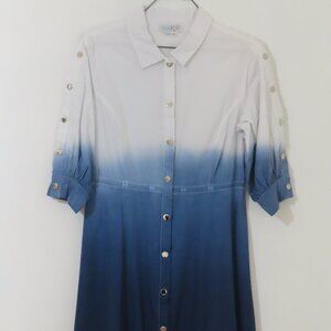 NWOT Miri Couture Ombre Blue Shirt Dress